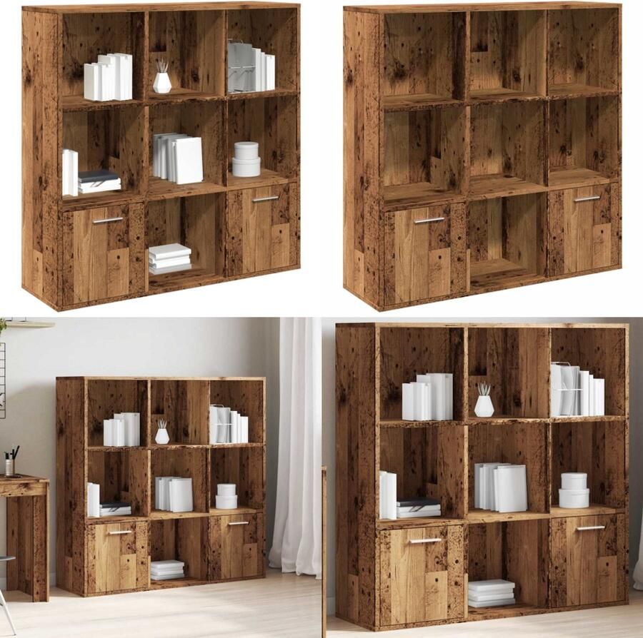 VidaXL Boekenkast 98x29x97 5 cm bewerkt hout oud houtkleurig Boekenkast Boekenkasten Boekenschap Boekenschappen