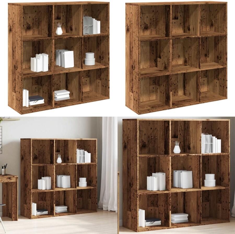 VidaXL Boekenkast 98x29x97 5 cm oud houtkleurig Boekenkast Boekenkasten Boekenschap Boekenstandaard
