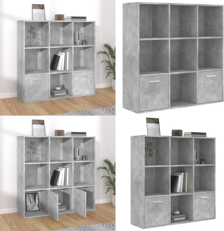 VidaXL Boekenkast 98x30x98 cm bewerkt hout betongrijs Boekenkast Boekenkasten Boekenschap Boekenschappen