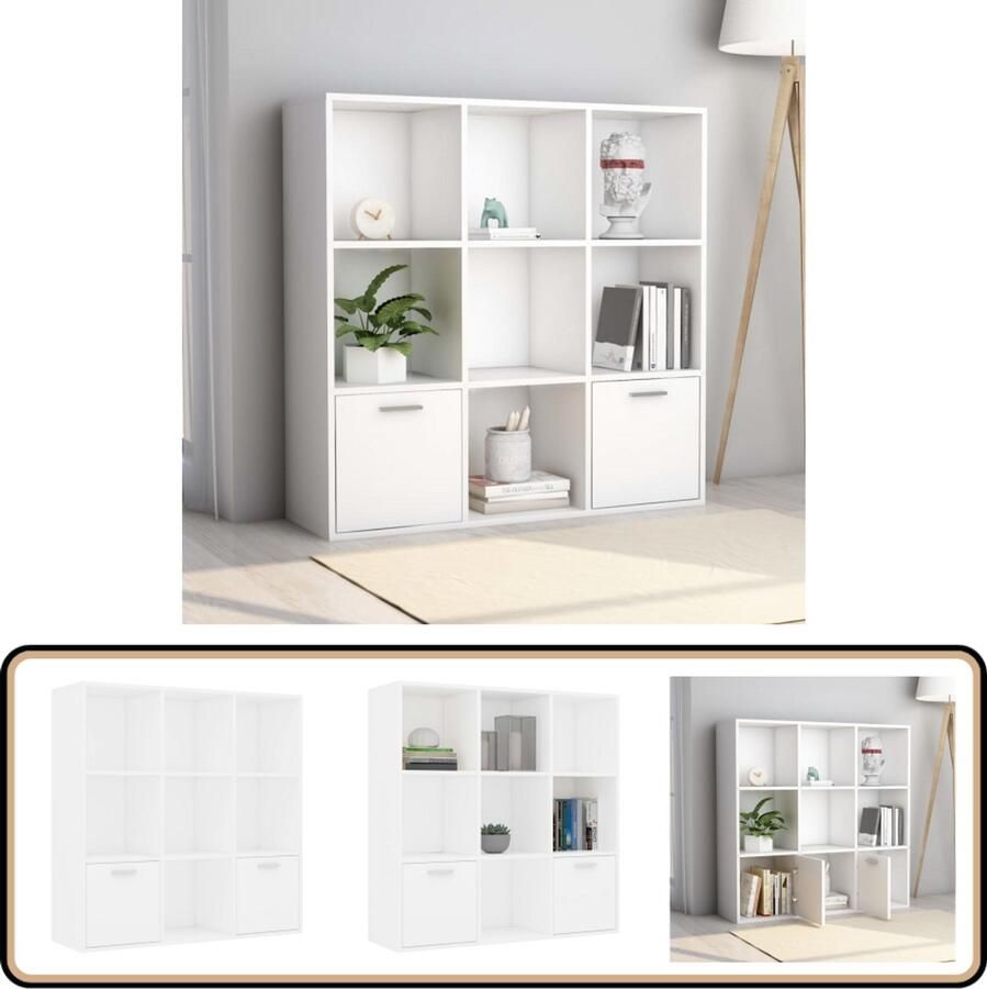 VidaXL Boekenkast 98x30x98 cm Bewerkt hout Wit Boekenkast Houten Boekenkast Witte Boekenkast Boekenplank Woonkamer Meubilair Slaapkamer Meubilair Opbergmeubelen Spaanplaat