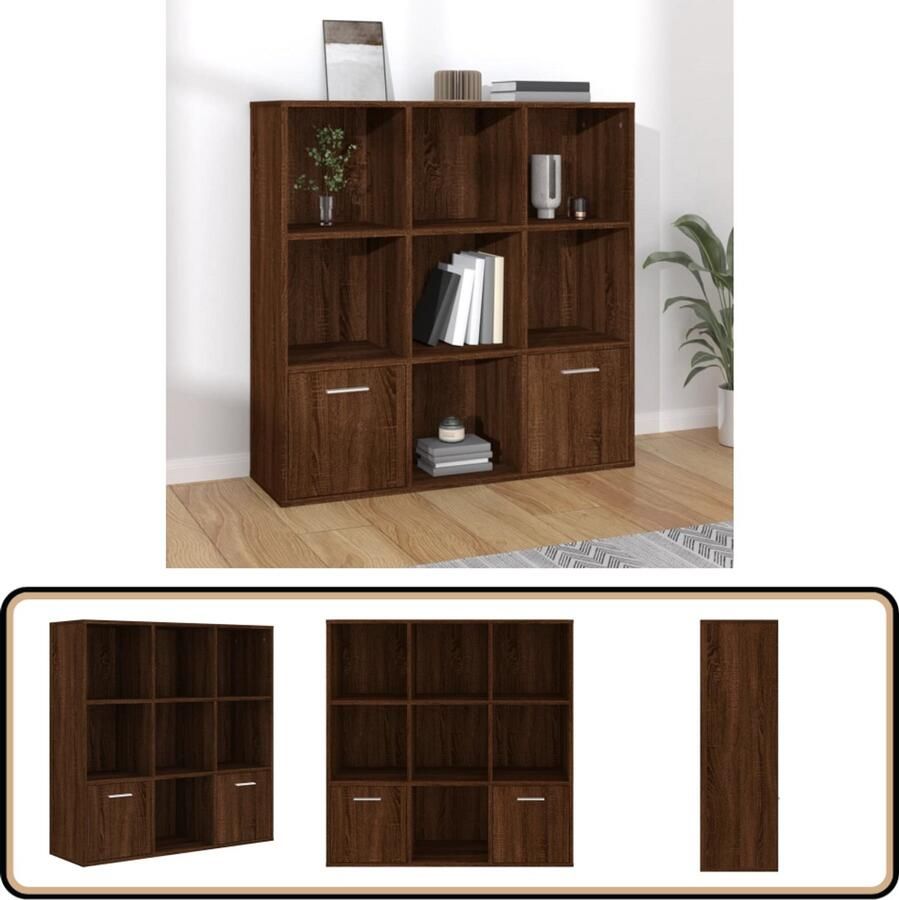 VidaXL Boekenkast 98x30x98 cm Bruin Eiken Boekenkast Houten Boekenkast Bruine Boekenkast Vintage Boekenkast Design Boekenkast Moderne Boekenkast Woonkamer Boekenkast