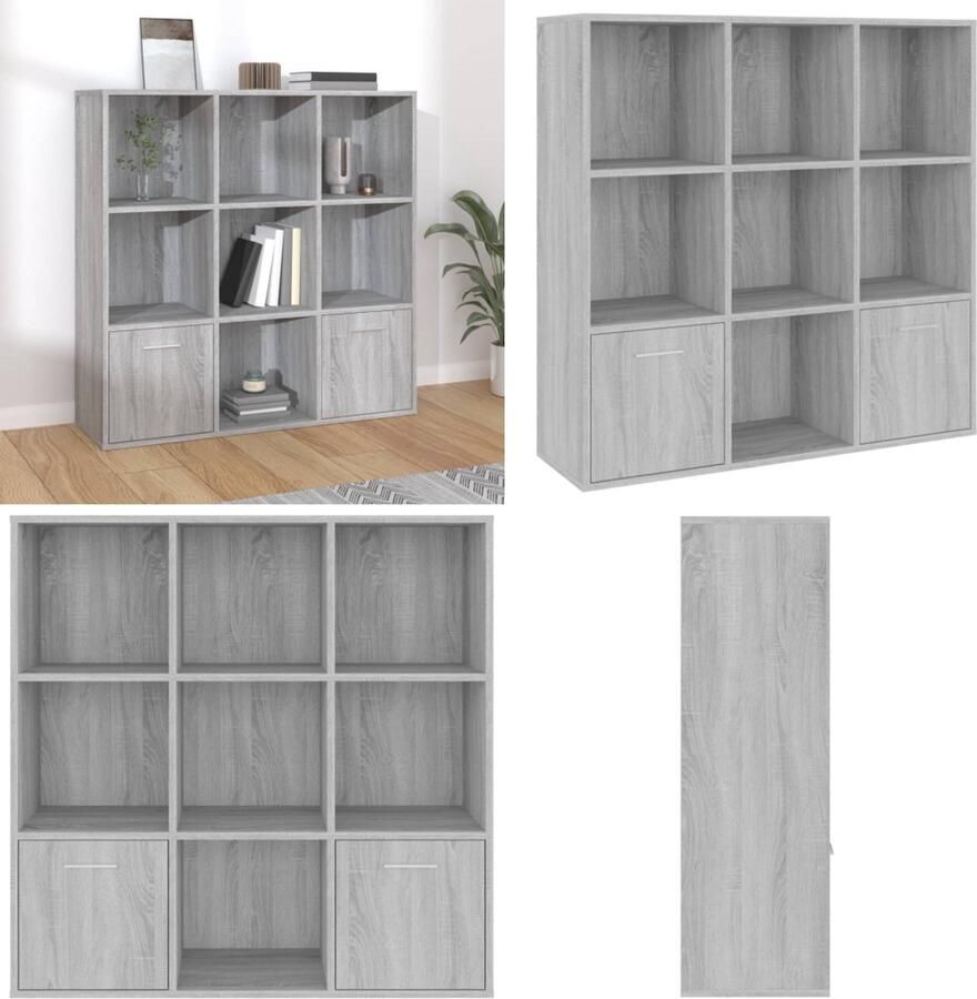 VidaXL Boekenkast 98x30x98 cm grijs sonoma eikenkleurig Boekenkast Boekenkasten Boekenschap Boekenstandaard