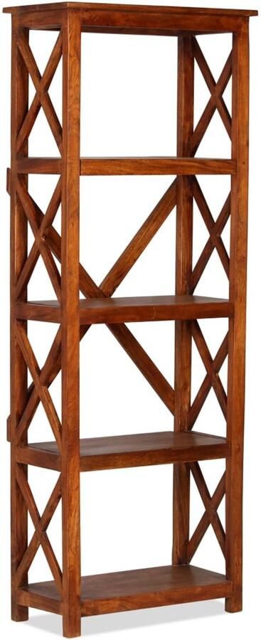 The Living Store Boekenkast 60x30x160 cm acaciahout met honingafwerking Boekenkast Houten Boekenkast Acacia Boekenkast Bruine Boekenkast Vintage Boekenkast - Foto 2