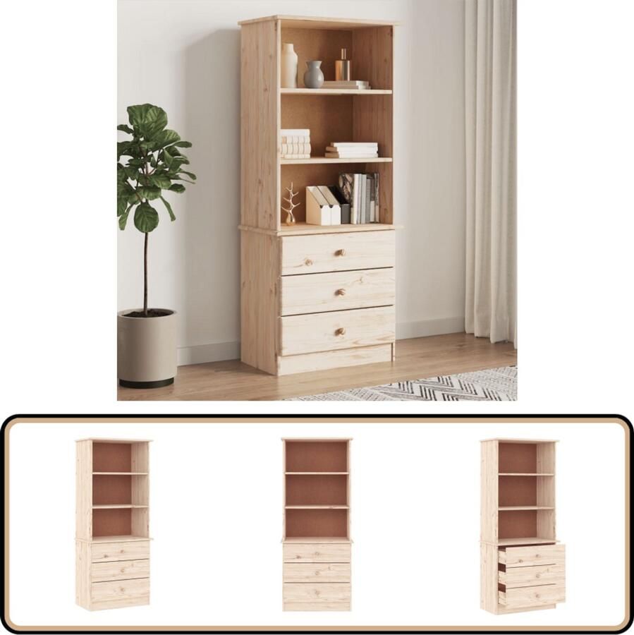 VidaXL Boekenkast ALTA Grenenhout 60x35x142 cm Boekenkast Houten Boekenkast Grenenhouten Boekenkast Vintage Boekenkast Rustic Boekenkast Opbergkast Woonaccessoires