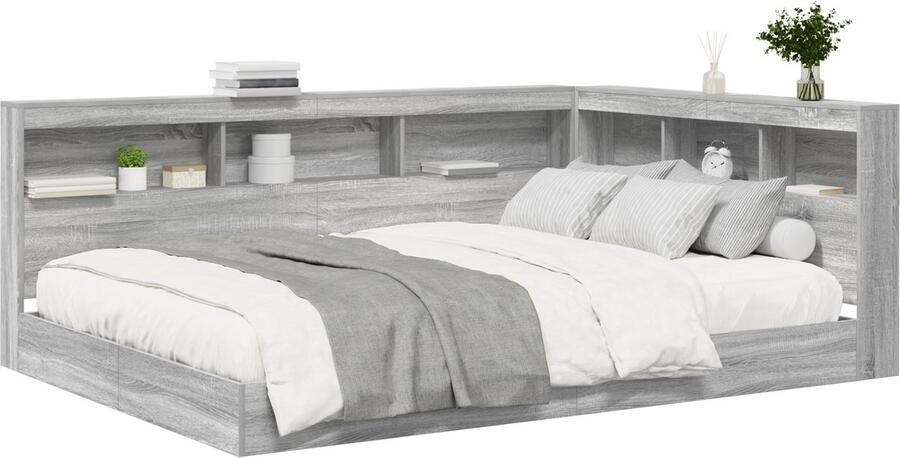 VidaXL Boekenkast Bed Grijs Sonoma 140 x 200 cm Kunststof Hout