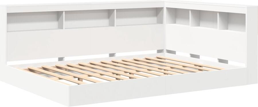VidaXL Boekenkast Bed met opslag 2 pcs Wit 140 x 200 cm Bewerkt hout