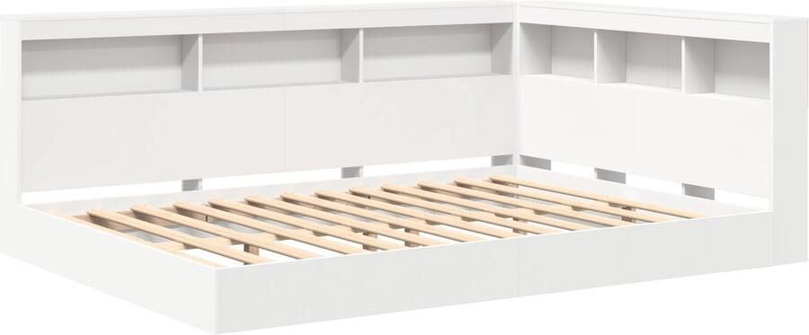 VidaXL Boekenkast Bed met hoofdeinde Wit 160 x 200 cm Bewerkt hout