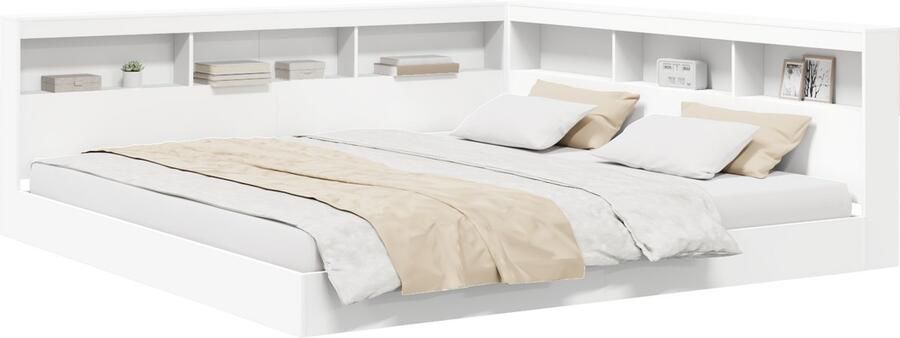 VidaXL Boekenkast Bed met hoofdeinde Wit 180 x 200 cm Bewerkt hout