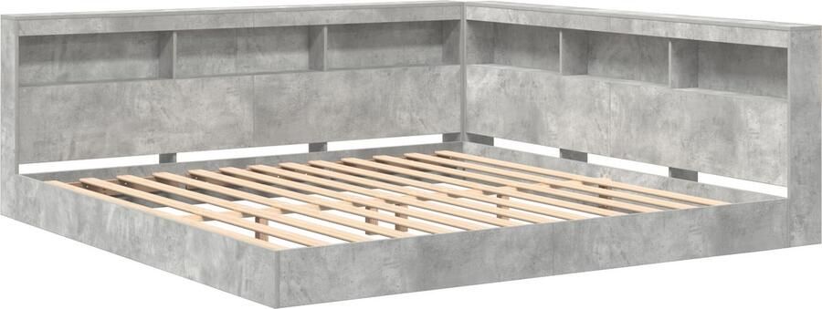 VidaXL Boekenkast Bed met opslag Betongrijs 180 x 200 cm Bewerkt hout