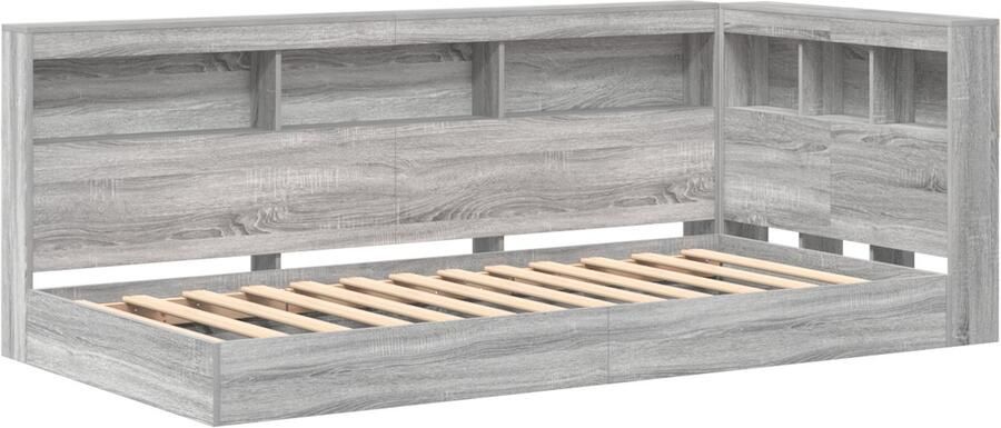 VidaXL Boekenkast Bed met opslag Grijs sonoma 75 x 190 cm Bewerkt hout