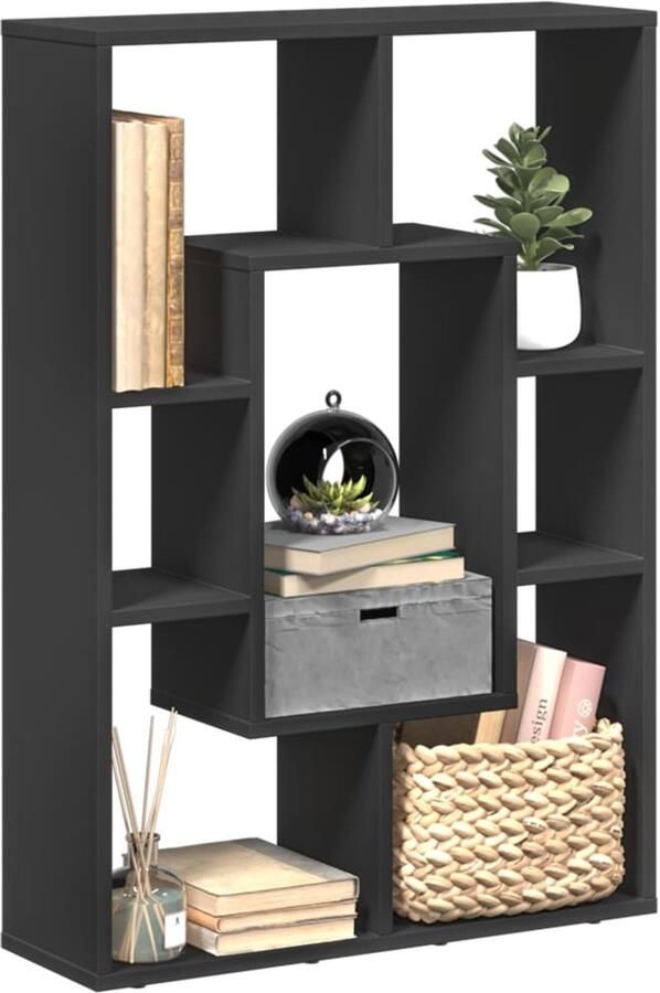 VidaXL Boekenkast Bewerkt Hout Zwart 7 Vakken Boekenkast Boekenkasten Boeken Plank Schappenkast