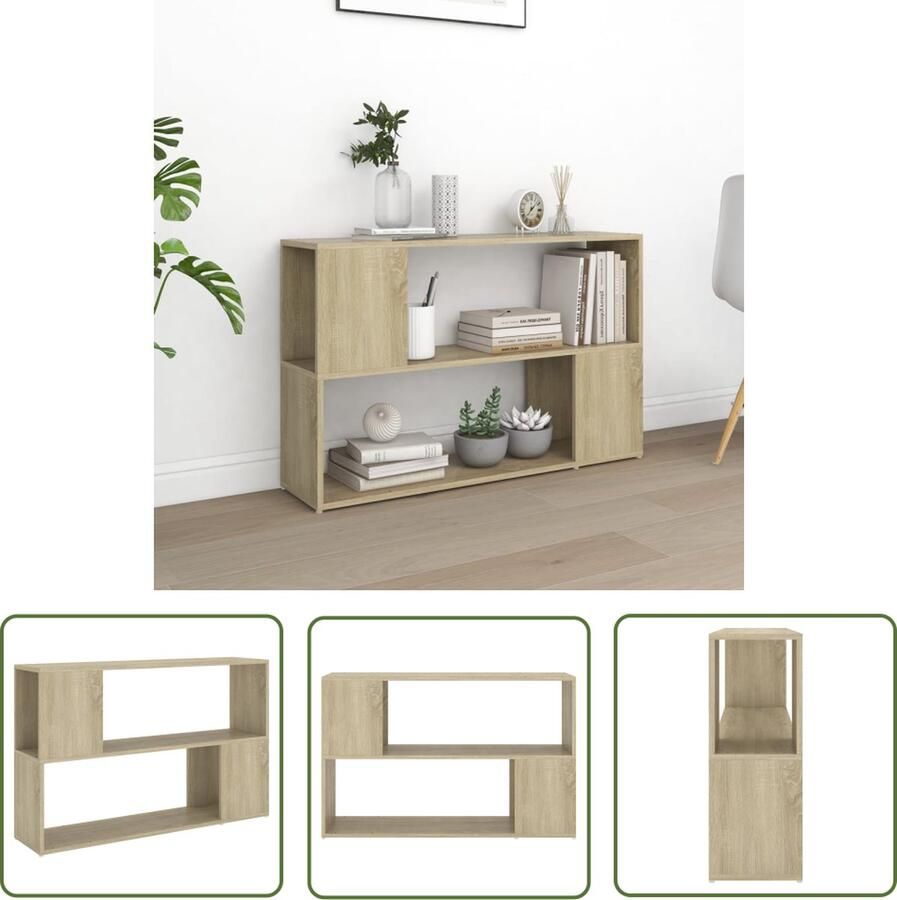 The Living Store Boekenkast 100x24x63 cm bewerkt hout sonoma eikenkleurig Bibliotheek Boekenkast Houten Boekenkast Sonoma Eiken Opbergkast - Foto 2