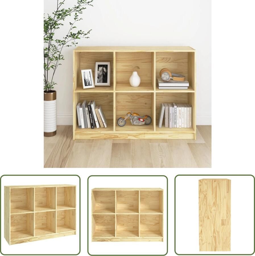 The Living Store Opbergkast Massief grenenhout 104 x 33 x 76 cm Montage vereist Bibliotheek Boekenkast Houten Boekenkast Opbergkast Grenenhouten Kast - Foto 2