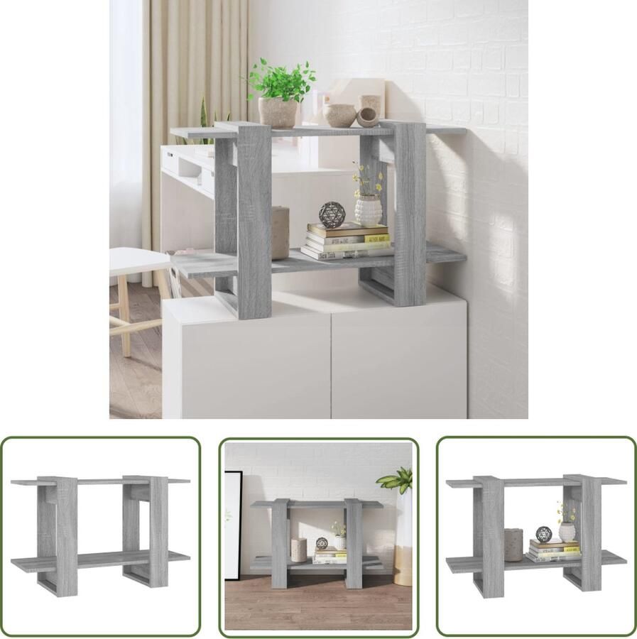 The Living Store Boekenkast Grijs Sonoma Eiken 80 x 30 x 51 cm Montage vereist Bibliotheek Boekenkast Kamerdivider Grijze Boekenkast Houten Boekenkast - Foto 2