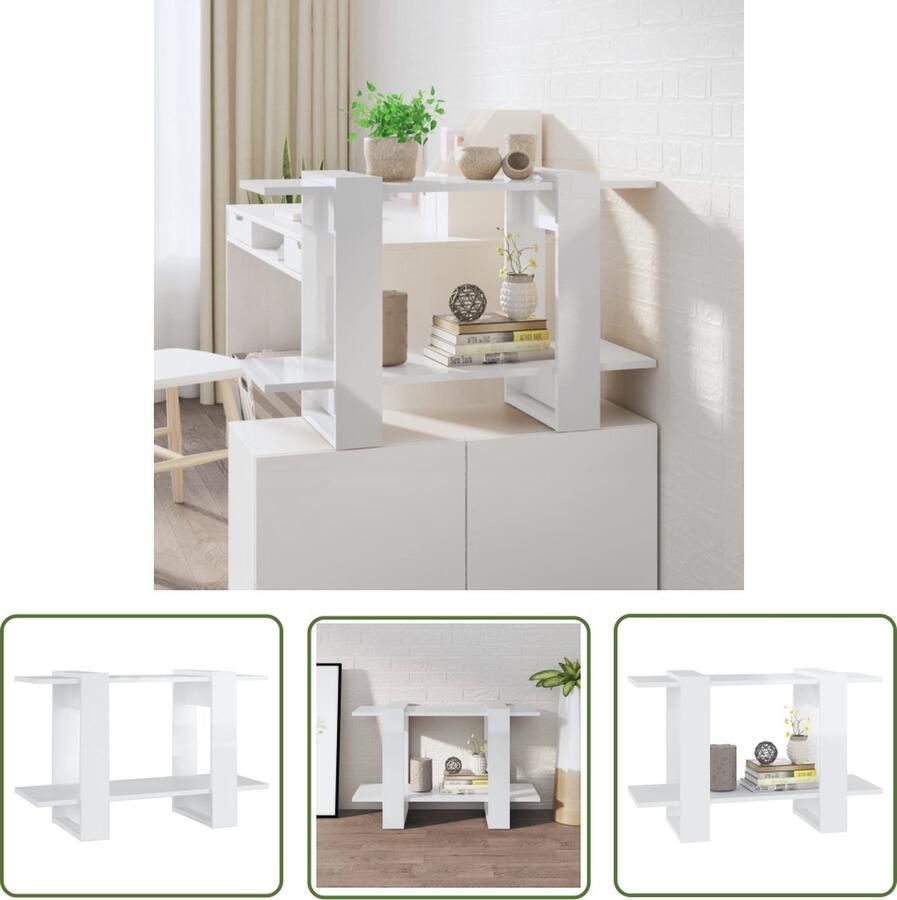 The Living Store Boekenkast Hoogglans Wit 80x30x51 cm Bewerkt Hout Bibliotheek Boekenkast Houten Boekenkast Wit Boekenkast Opslagmeubel - Foto 2
