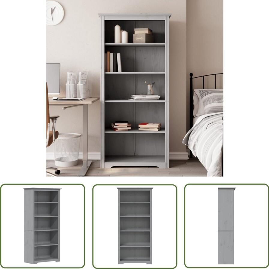 VidaXL Boekenkast BODO 5-laags 82x40x173 cm Grijs Boekenkast Houten Boekenkast Grenoblehouten Boekenkast Bibliotheekkast Vintage Boekenkast Frans Design Boekenkast Opbergkast Livingroom Furniture