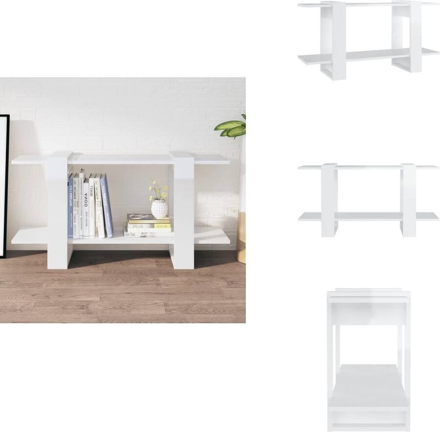 VidaXL Boekenkast Boekenkasten Boeken Kast Boekenkast 100x30x51 cm bewerkt hout hoogglans wit