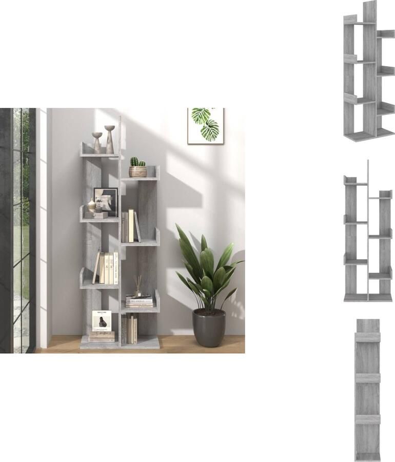 VidaXL Boekenkast Boekenkasten Boeken Kast Boekenkast 48x25 5x140 cm bewerkt hout grijs sonoma eikenkleur