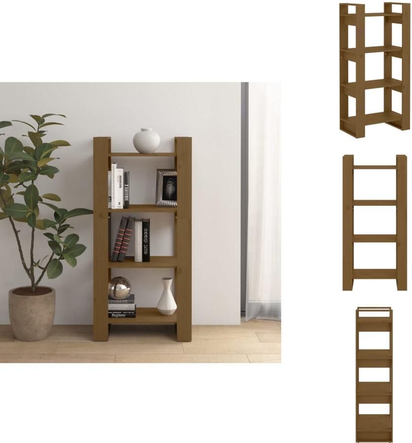 VidaXL Boekenkast Boekenkasten Boeken Kast Boekenkast kamerscherm 60x35x125 cm massief hout honingbruin