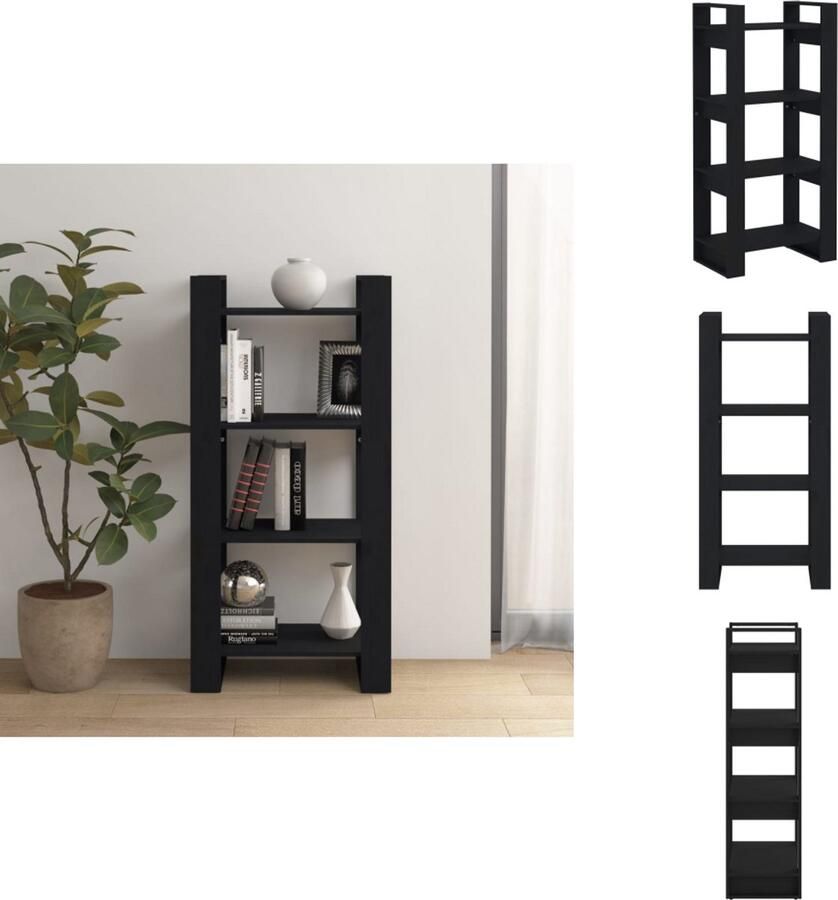 VidaXL Boekenkast Boekenkasten Boeken Kast Boekenkast kamerscherm 60x35x125 cm massief hout zwart