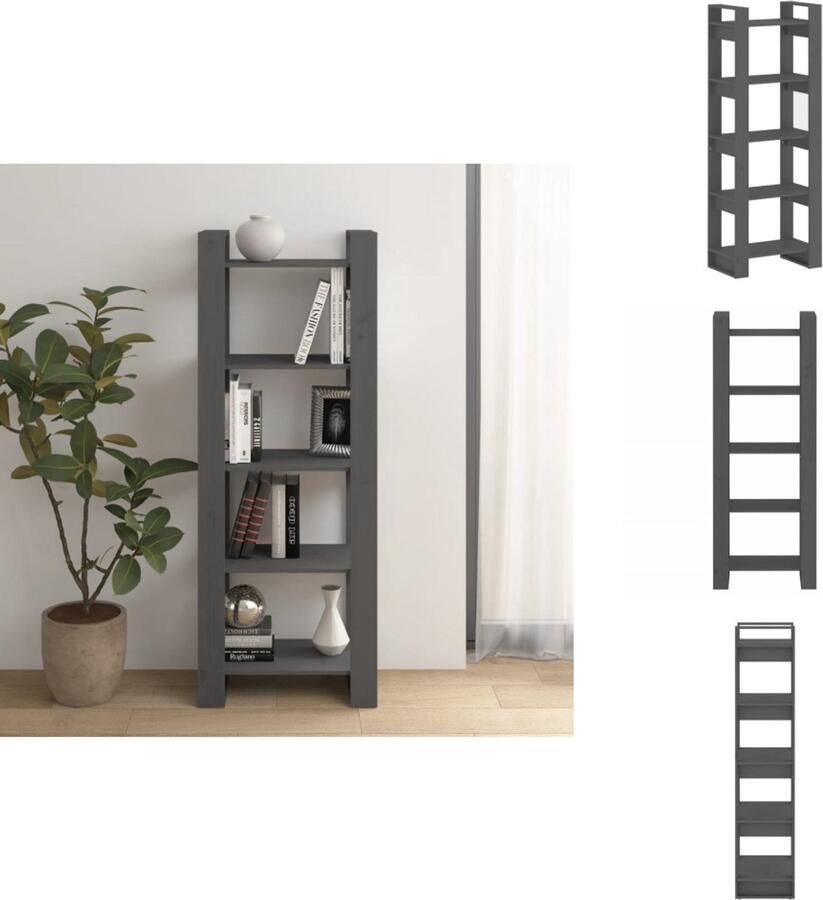 VidaXL Boekenkast Boekenkasten Boeken Kast Boekenkast kamerscherm 60x35x160 cm massief hout grijs