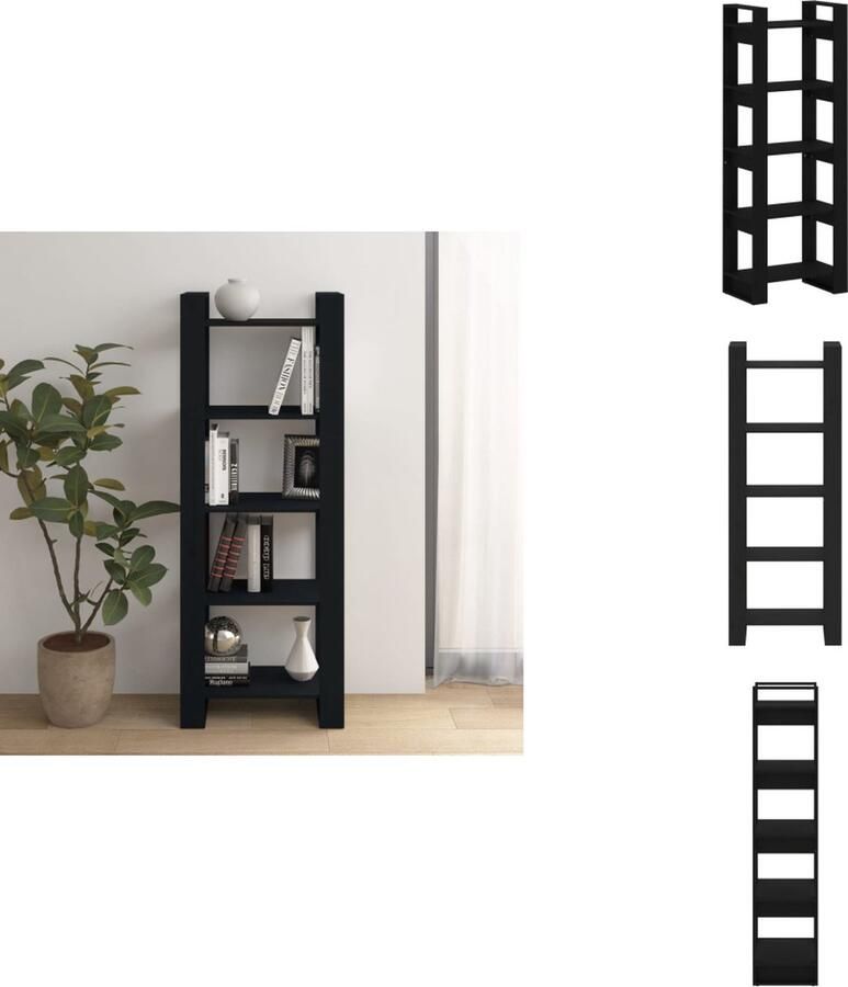 VidaXL Boekenkast Boekenkasten Boeken Kast Boekenkast kamerscherm 60x35x160 cm massief hout zwart