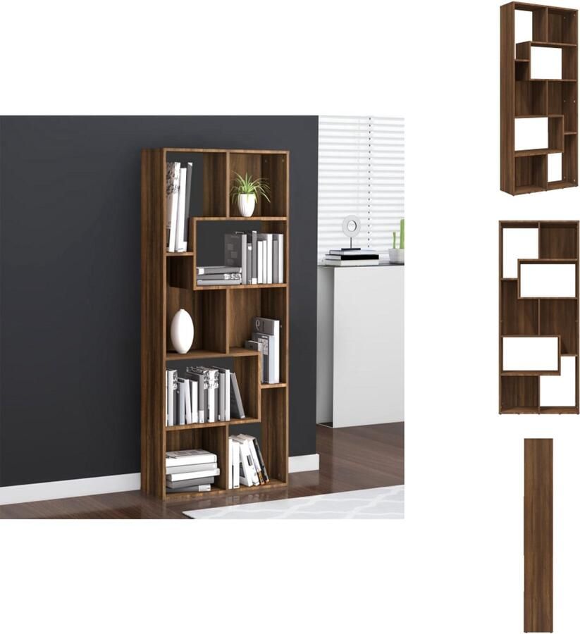 VidaXL Boekenkast Boekenkasten Boeken Kast Dressoir Boekenkast 67x24x161 cm bewerkt hout bruineikenkleurig