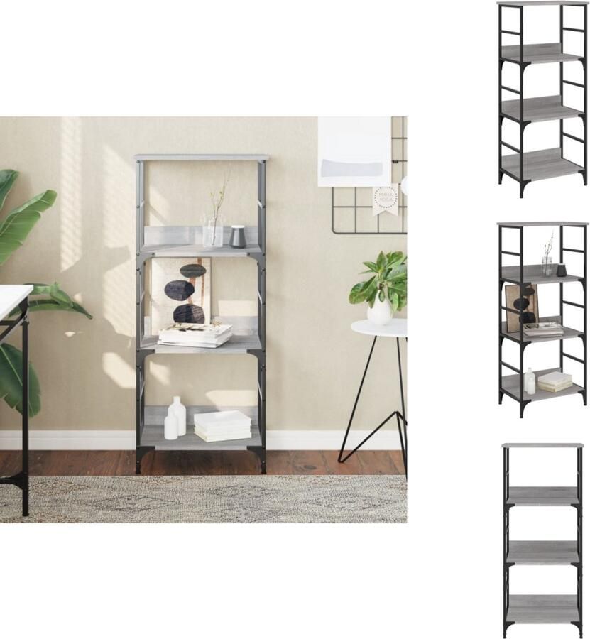 VidaXL Boekenkast Boekenkasten Boeken Plank Boekenrek 50x33x117 5 cm bewerkt hout grijs sonoma eikenkleurig