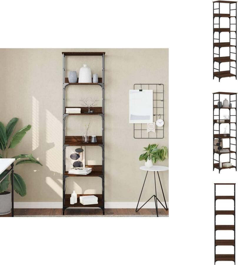 VidaXL Boekenkast Boekenkasten Boeken Plank Boekenrek 50x33x188 5 cm bewerkt hout bruin eikenkleur