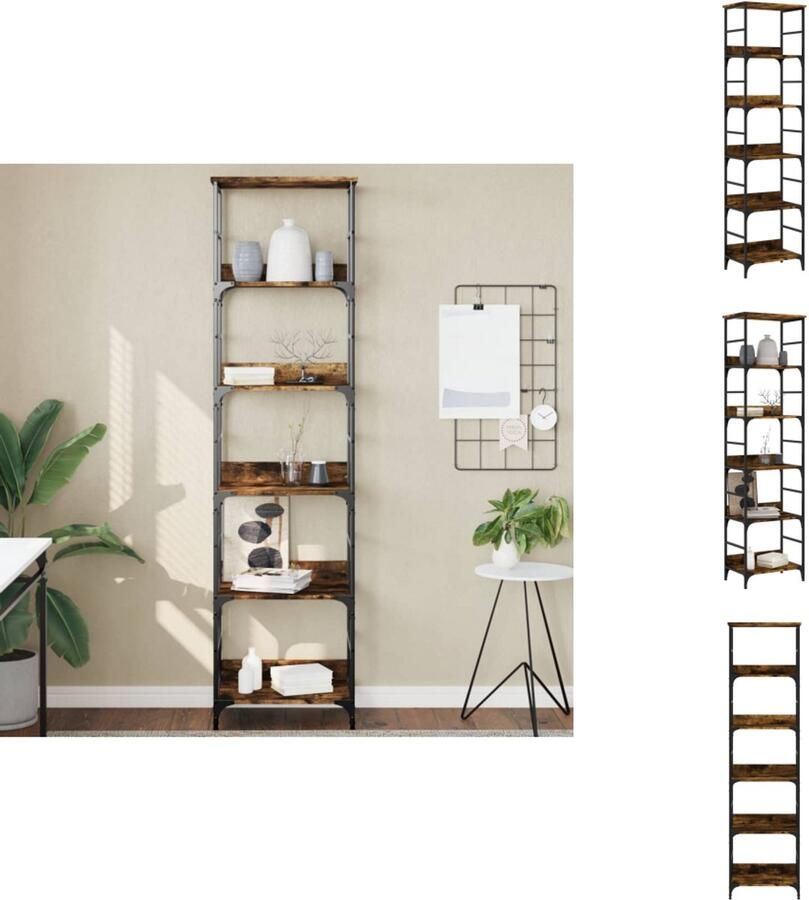 VidaXL Boekenkast Boekenkasten Boeken Plank Boekenrek 50x33x188 5 cm bewerkt hout gerookt eikenkleurig