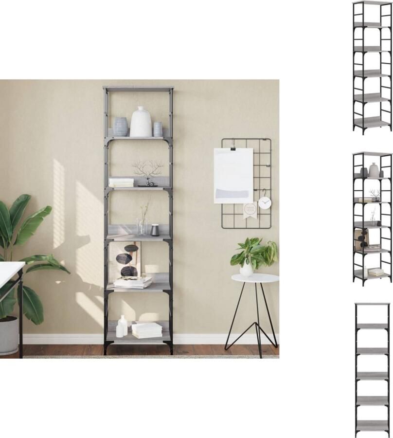 VidaXL Boekenkast Boekenkasten Boeken Plank Boekenrek 50x33x188 5 cm bewerkt hout grijs sonoma eikenkleurig