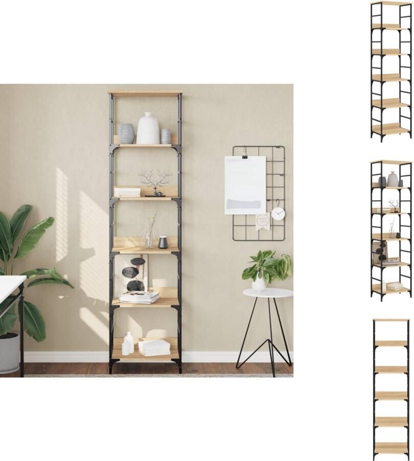 VidaXL Boekenkast Boekenkasten Boeken Plank Boekenrek 50x33x188 5 cm bewerkt hout sonoma eikenkleurig