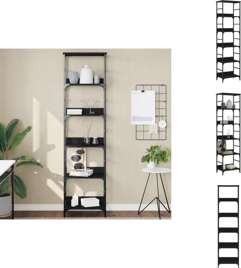 VidaXL Boekenkast Boekenkasten Boeken Plank Boekenrek 50x33x188 5 cm bewerkt hout zwart