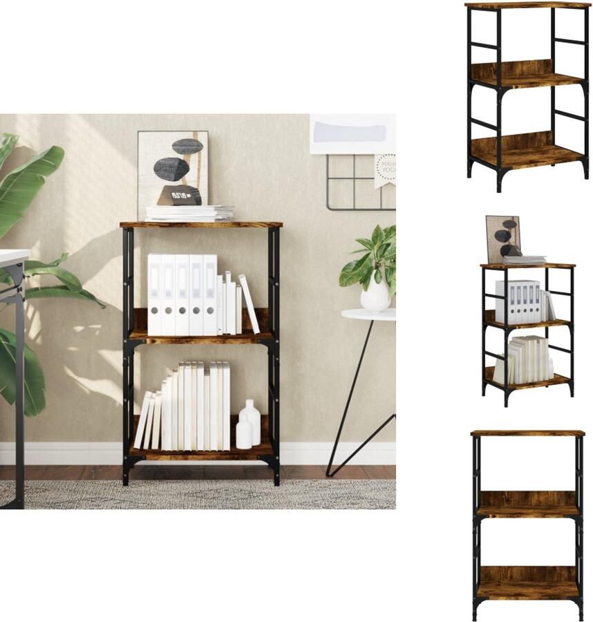 VidaXL Boekenkast Boekenkasten Boeken Plank Boekenrek 50x33x82 cm bewerkt hout gerookt eikenkleurig