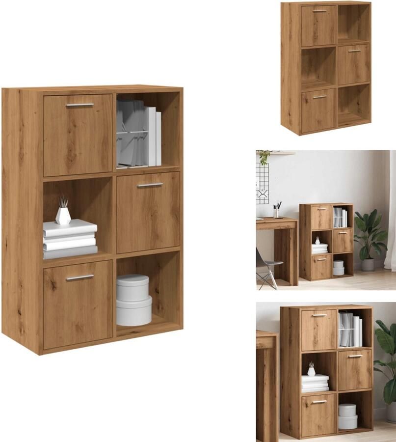 VidaXL Boekenkast Boekenkasten Boeken Plank Boekenrek 60 5x30x90 cm bewerkt hout artisanaal eikenkleurig