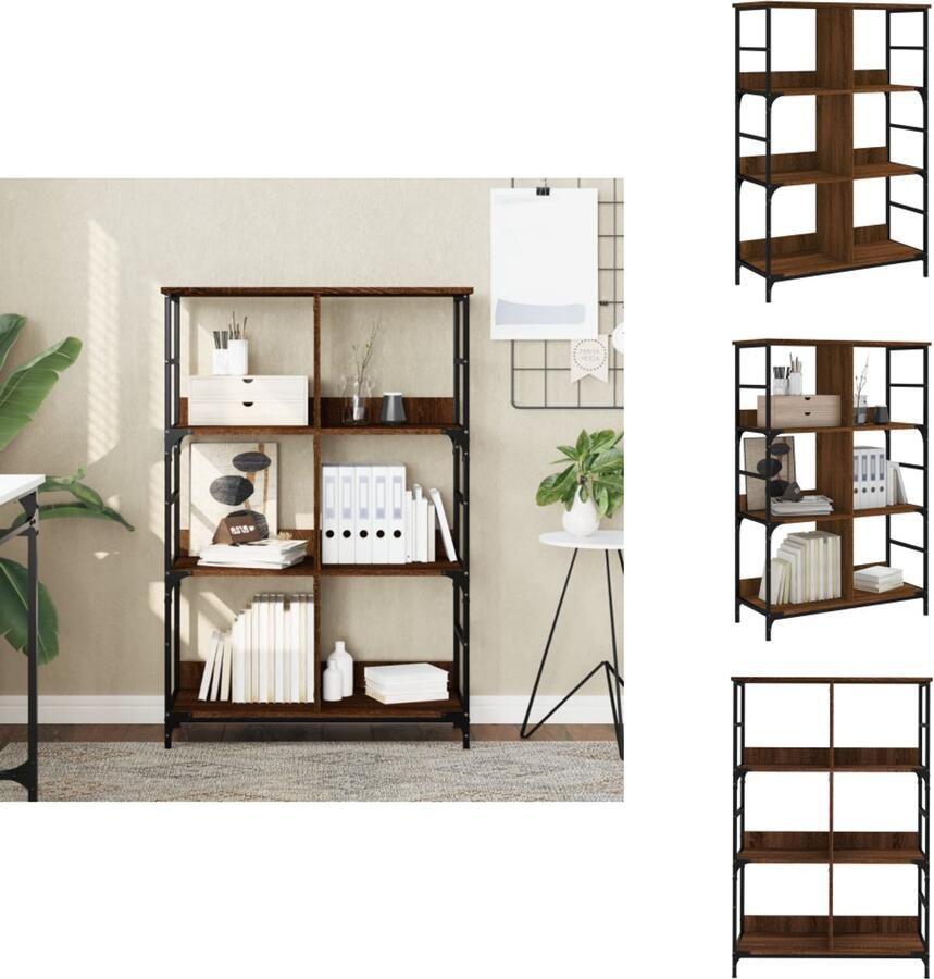 VidaXL Boekenkast Boekenkasten Boeken Plank Boekenrek 78 5x33x117 5 cm bewerkt hout bruin eikenkleur