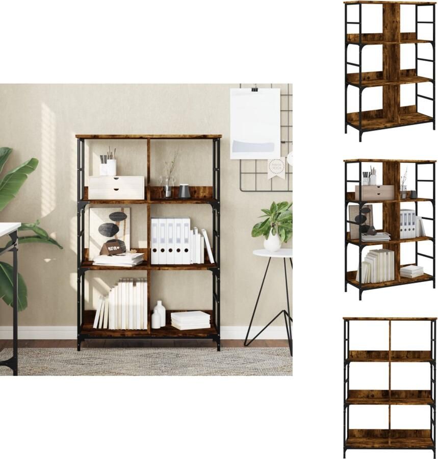 VidaXL Boekenkast Boekenkasten Boeken Plank Boekenrek 78 5x33x117 5 cm bewerkt hout gerookt eikenkleurig