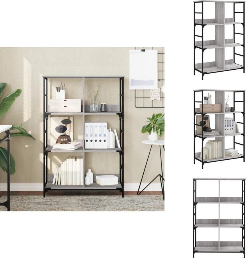 VidaXL Boekenkast Boekenkasten Boeken Plank Boekenrek 78 5x33x117 5 cm bewerkt hout grijs sonoma eikenkleur