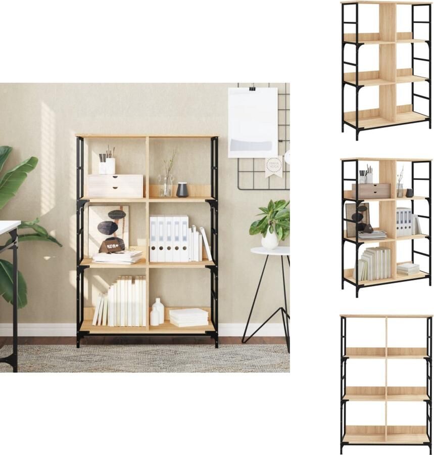 VidaXL Boekenkast Boekenkasten Boeken Plank Boekenrek 78 5x33x117 5 cm bewerkt hout sonoma eikenkleurig