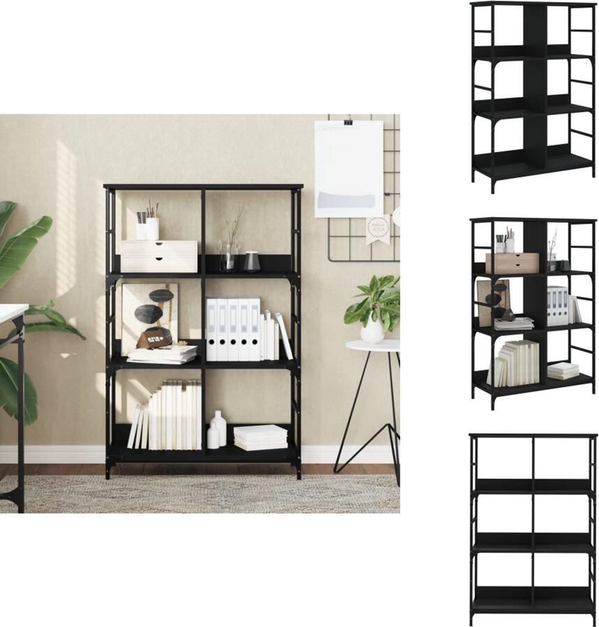 VidaXL Boekenkast Boekenkasten Boeken Plank Boekenrek 78 5x33x117 5 cm bewerkt hout zwart