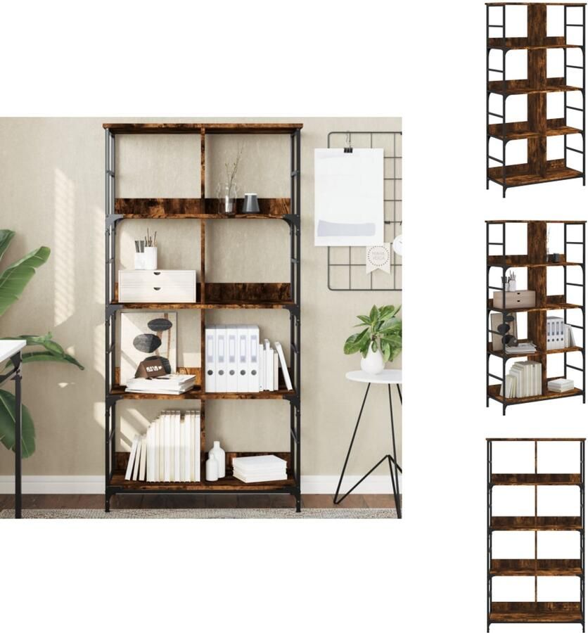 VidaXL Boekenkast Boekenkasten Boeken Plank Boekenrek 78 5x33x153 cm bewerkt hout gerookt eikenkleurig