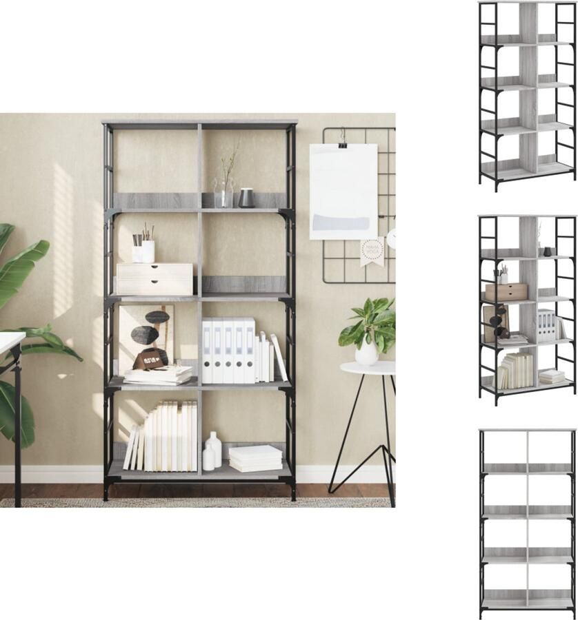 VidaXL Boekenkast Boekenkasten Boeken Plank Boekenrek 78 5x33x153 cm bewerkt hout grijs sonoma eikenkleur