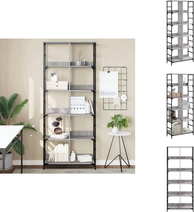 VidaXL Boekenkast Boekenkasten Boeken Plank Boekenrek 78 5x33x188 5 cm bewerkt hout grijs sonoma eikenkleur