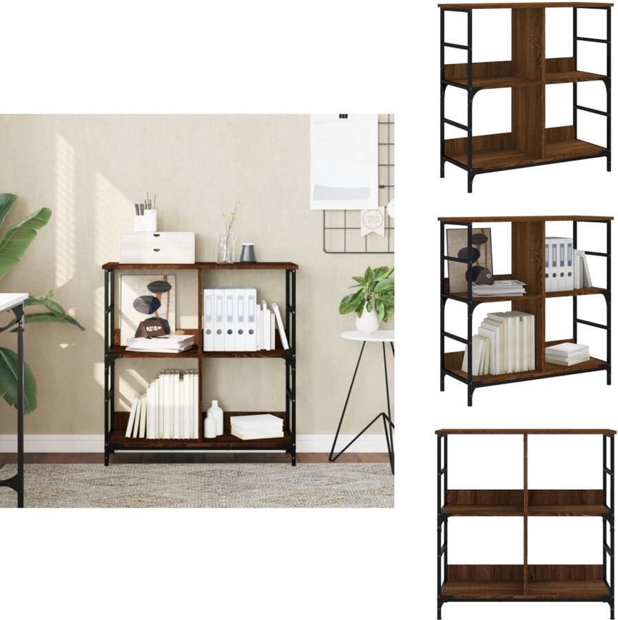 VidaXL Boekenkast Boekenkasten Boeken Plank Boekenrek 78 5x33x82 cm bewerkt hout bruin eikenkleur