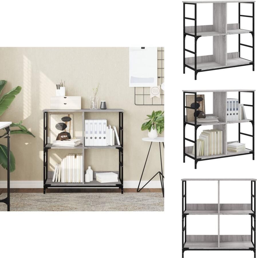 VidaXL Boekenkast Boekenkasten Boeken Plank Boekenrek 78 5x33x82 cm bewerkt hout grijs sonoma eikenkleur