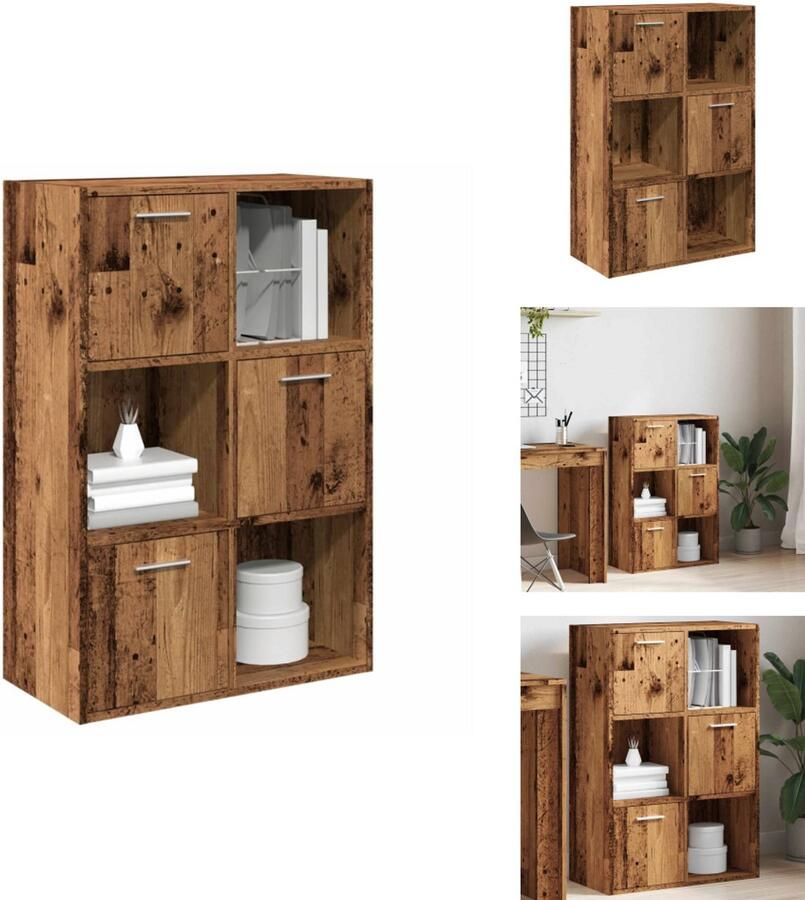 VidaXL Boekenkast Boekenkasten Boeken Plank Boekenrek Boekenkast 60 5x30x90 cm bewerkt hout oud houtkleurig