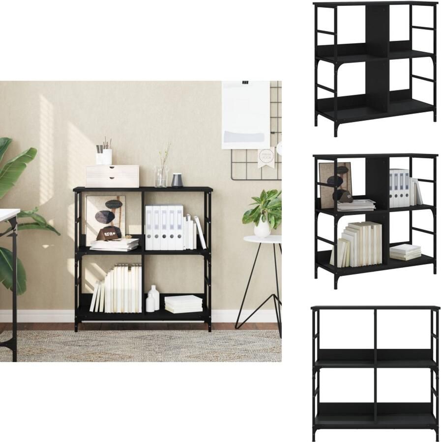 VidaXL Boekenkast Boekenkasten Boeken Plank Boekenrek Boekenkast 78 5x33x82 cm bewerkt hout zwart