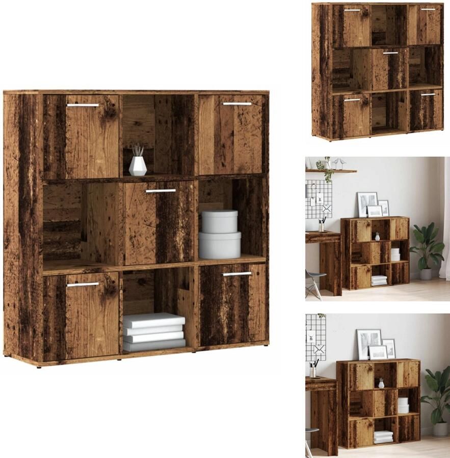 VidaXL Boekenkast Boekenkasten Boeken Plank Boekenrek Boekenkast 90x28x90 cm bewerkt hout oud houtkleurig