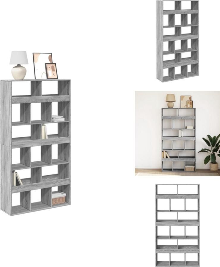 VidaXL Boekenkast 100x33x187 5 cm bewerkt hout grijs sonoma eikenkleur - Foto 3