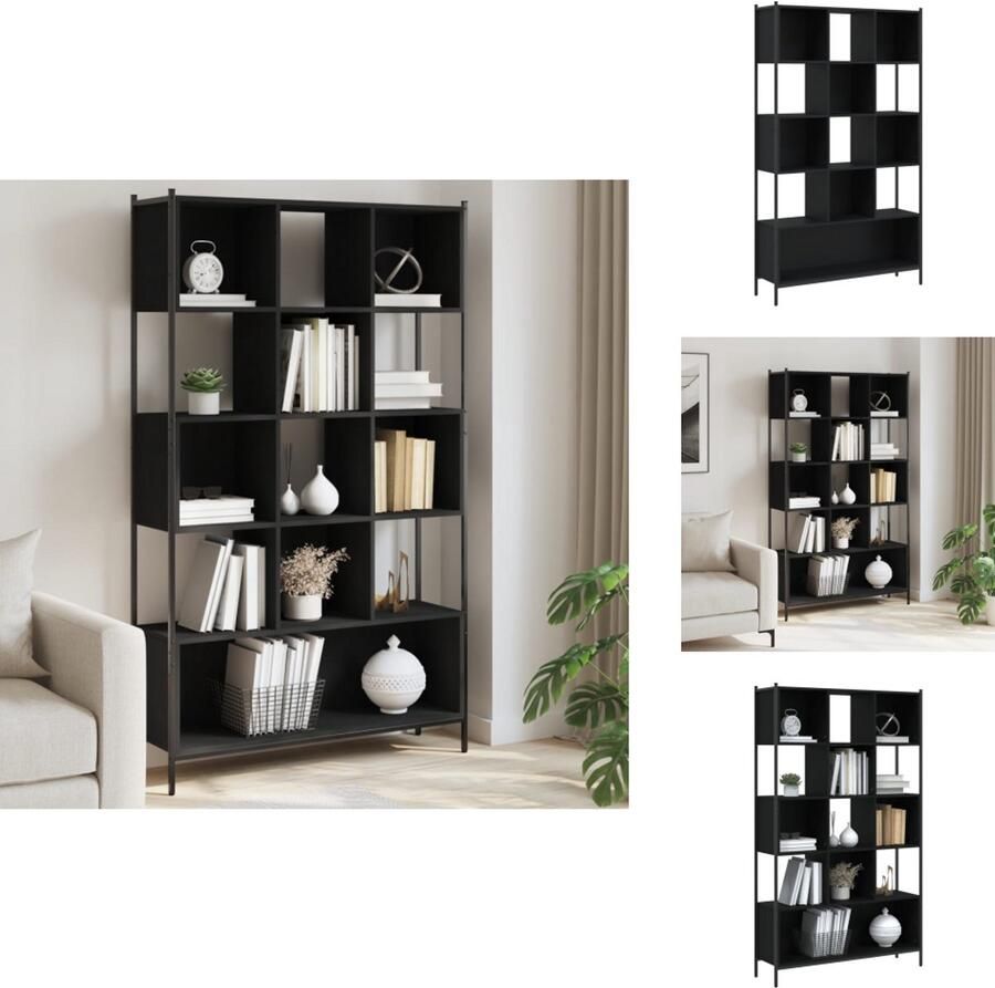VidaXL Boekenkast Boekenkasten Boeken Plank Schappenkast Boekenkast 102x28x172 cm bewerkt hout zwart
